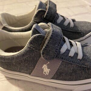 POLO Ralph Lauren Boys Sayer PS Gray Chambray Sneaker 8.5